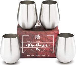 Premium Solid Stainless Steel Wine Glasses,