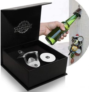 Beer Bottle Opener Wall Mounted with Magnetic Cap Catcher