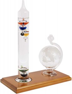 Galileo Thermometer with Glass Globe Barometer