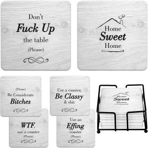 Funny Coasters for Drinks Absorbent with Holder