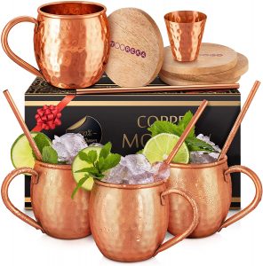 100% Pure Copper Cups, Straws, Coasters,