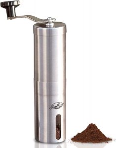 JavaPresse Manual Coffee Grinder with Adjustable Setting, Brushed Stainless Steel