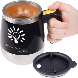 Self stirring coffee mug, Automatic mixing stainless steel cup