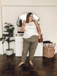 Animal Print Flats Paired with White Top and Joggers