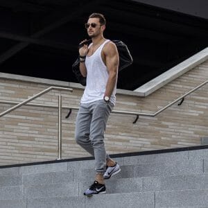 Basic White Tank Tops Plus Gray Joggers