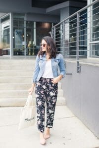 Denim Plus Floral Joggers