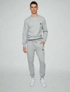 Gray Drawstring-Sweatpants and White Sneakers