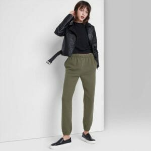 High-Rise Vintage Jogger Pants and Loafers