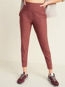 High-Waisted Joggers and Maroon Sneakers