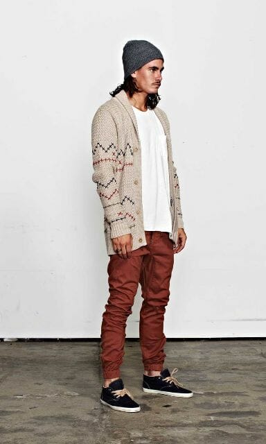 Mixed Layered Tie Jogger Pants