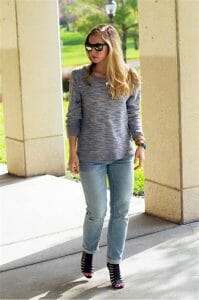 Gray Sweaters And Black Sandals