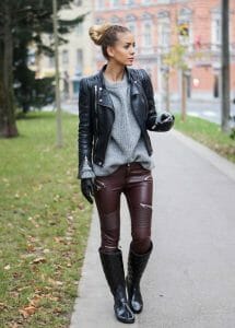 With Black Leather Jacket